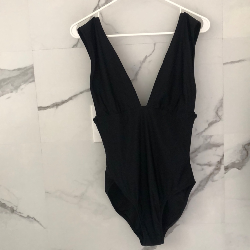 JCrew Factory Black Plunge Swim One Piece - M - like new!